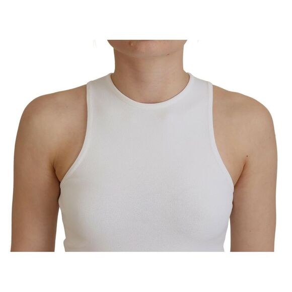 Dsquared² White Viscose Sleeveless Round Neck Tank Women's T-shirt (Pre-Owned) - Picture 4 of 5